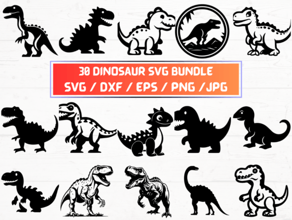 30 Dinosaur SVG Files