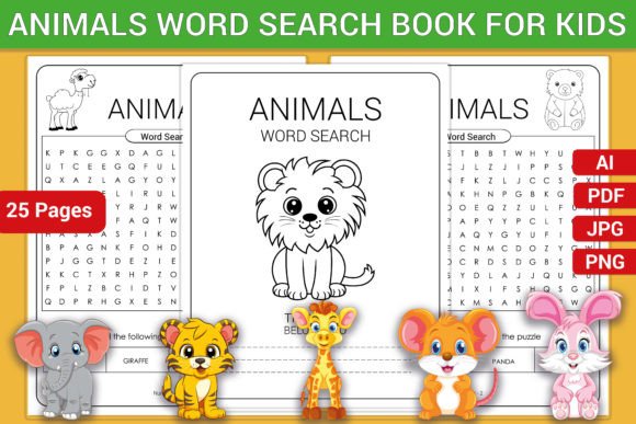 Animals Word Search Book for Kids