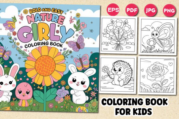 Bold and Easy Nature Girly Coloring Book