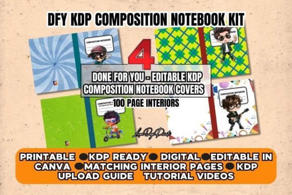 Kids KDP Composition Book Cover Kit