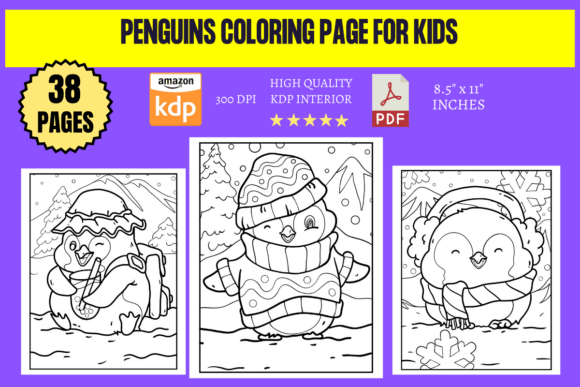 Penguins Coloring Page for Kids