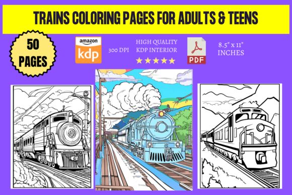Trains Coloring Pages for Adults Teens